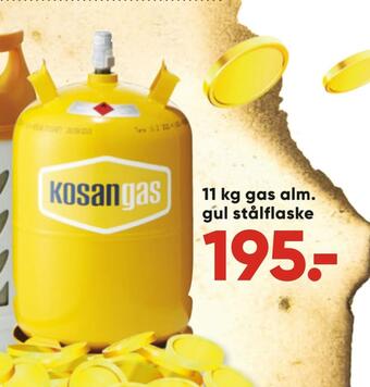 Bilka 11 kg gas alm. gul stålflaske tilbud