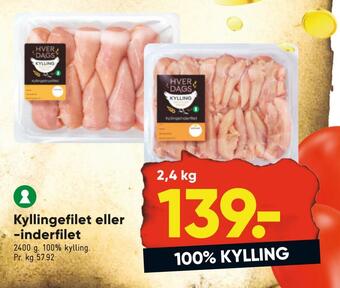 Bilka Kyllingefilet eller -inderfilet tilbud