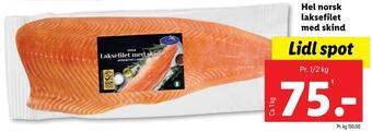 Lidl Hel norsk laksefilet med skind tilbud