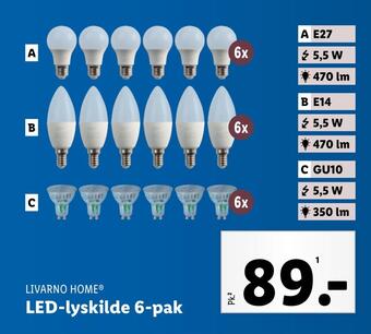 Lidl Led-lyskilde 6-pak tilbud