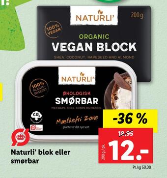Lidl Naturli' blok eller smørbar tilbud