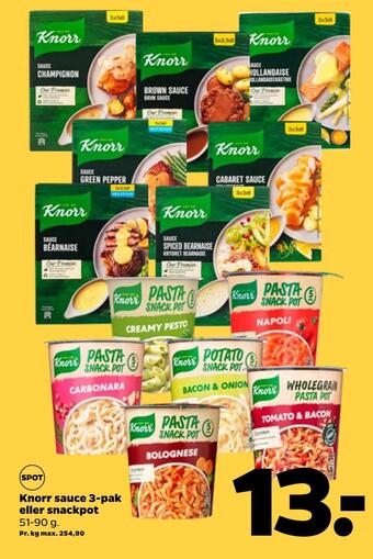 Netto Knorr sauce 3-pak eller snackpot tilbud