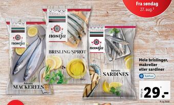 Lidl Hele brislinger, makreller eller sardiner tilbud