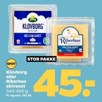 Netto Klovborg eller riberhus skiveost tilbud