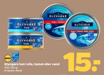 Netto Glyngøre tun i olie, tomat eller vand tilbud