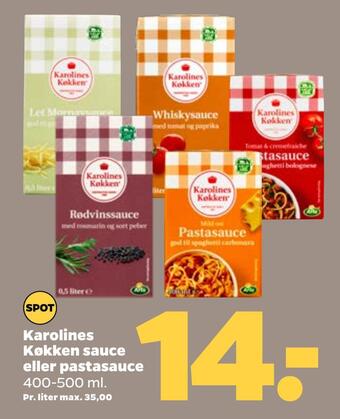 Netto Karolines køkken sauce eller pastasauce tilbud