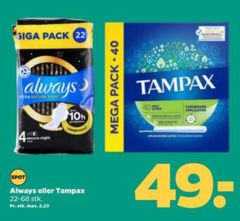 Netto Always eller tampax tilbud