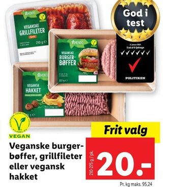 Lidl Veganske burger-grillfileter eller vegansk hakket tilbud