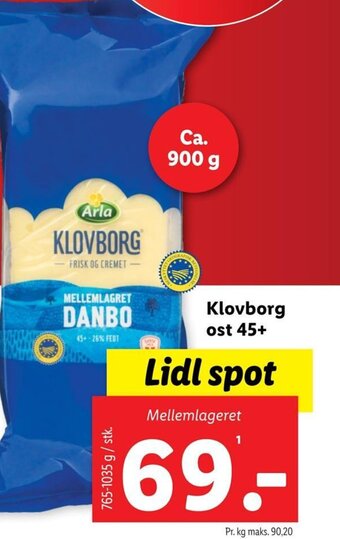 Lidl Klovborg ost 45+ tilbud