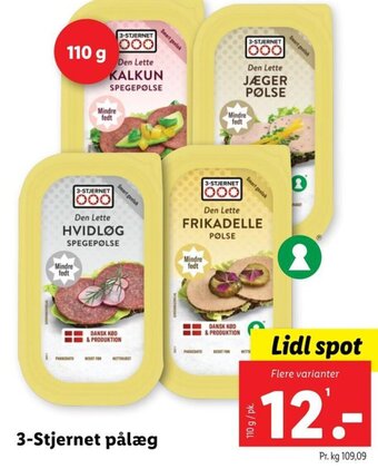 Lidl 3-Stjernet pålæg tilbud