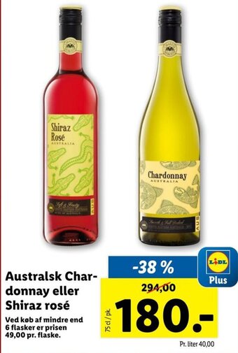 Lidl Australsk Char-donnay eller Shiraz rosé tilbud