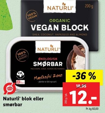 Lidl Naturli' blok eller smørbar tilbud