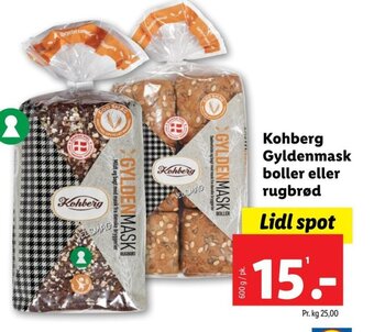 Lidl Kohberg Gyldenmask boller eller rugbrød tilbud