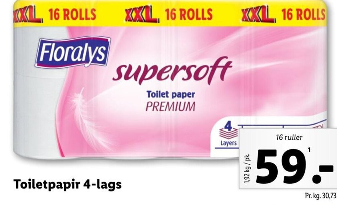 Toiletpapir 4lags tilbud hos Lidl