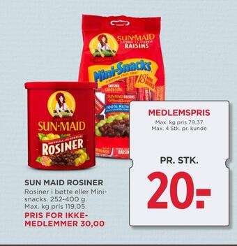 MENY Sun maid rosiner tilbud