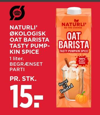 MENY Naturli' økologisk oat barista tasty pumpkin spice tilbud