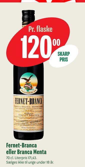 Min Købmand Fernet-branca eller branca menta tilbud