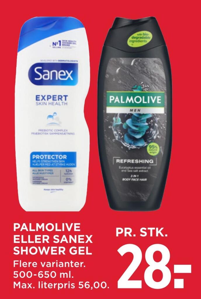 Palmolive eller sanex shower gel tilbud hos MENY