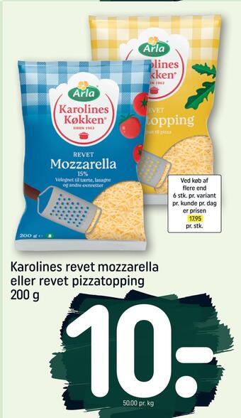 REMA 1000 Karolines revet mozzarella eller revet pizzatopping tilbud