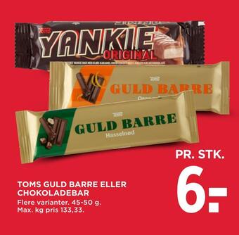 MENY Toms guld barre eller chokoladebar tilbud