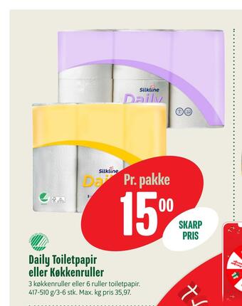 Min Købmand Daily toiletpapir eller køkkenruller tilbud