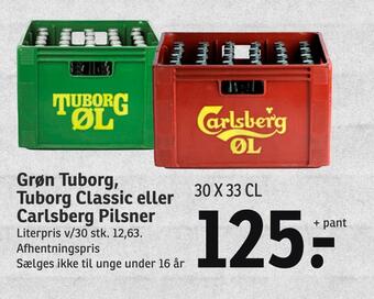 SPAR Grøn tuborg, tuborg classic eller carlsberg pilsner tilbud