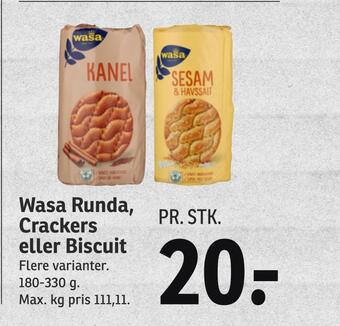 SPAR Wasa runda, crackers eller biscuit tilbud