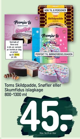 REMA 1000 Toms skildpadde, snøfler eller skumfidus islagkage tilbud