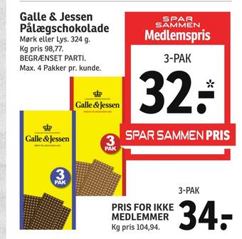 SPAR Galle & jessen pålægschokolade tilbud