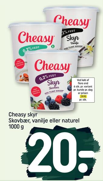 REMA 1000 Cheasy skyr skovbær, vanilje eller naturel tilbud
