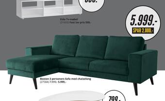 My Home Boston 3 personers sofa med chaiselong tilbud