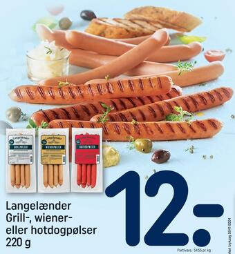 REMA 1000 Langelænder grill-, wiener eller hotdogpølser tilbud
