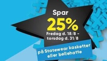 Bilka Spar 25% på statewear kasketter eller bøllehatte tilbud