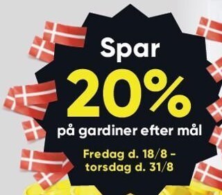 Bilka Spar 20% på gardiner efter mål tilbud