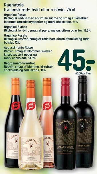 REMA 1000 Ragnatela italiensk rød-, hvid eller rosévin tilbud