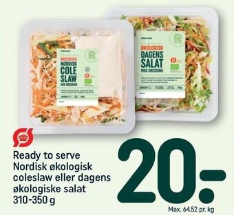 REMA 1000 Ready to serve nordisk økologisk coleslaw eller dagens økologiske salat tilbud