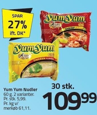 Fleggaard Yum yum nudler - 30 stk. tilbud