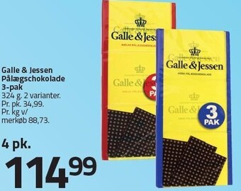 Fleggaard Galle & jessen pålægschokolade 3-pak - 4 pk. tilbud