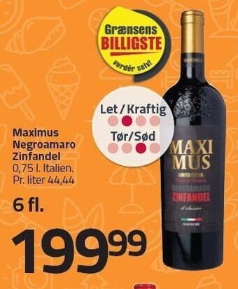 Fleggaard Maximus negroamaro zinfandel - 6 fl. tilbud