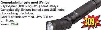 Harald Nyborg Genopladelig lygte med uv-lys tilbud