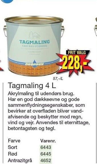 Harald Nyborg Droppen tagmaling 4 l tilbud
