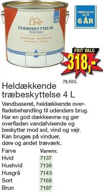 Harald Nyborg Droppen heldækkende træbeskyttelse 4 l tilbud