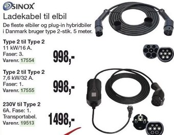 Sinox ladekabel til elbil