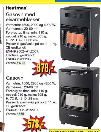 Harald Nyborg Heatmax gasovn med elvarmeblæser eller gasovn tilbud