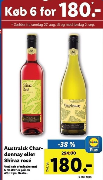 Lidl Australsk chardonnay eller shiraz rosé tilbud