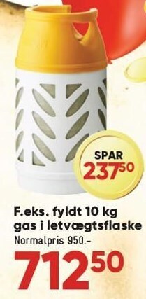 Bilka F.eks. fyldt 10 kg gas i letvægtsflaske tilbud