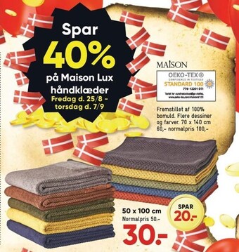 Bilka Spar 40% på maison lux håndklæder tilbud