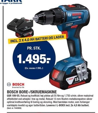 Stark Bosch bore-/skruemaskine tilbud