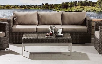 Sevilla 3 personers sofa flet naturgrå inkl. hynder 222x80cm