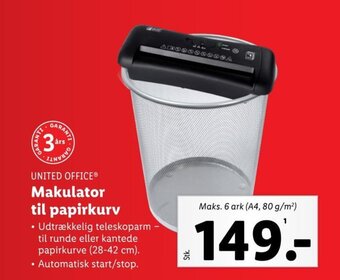 Lidl UNITED OFFICEⓇ® Makulator til papirkurv tilbud
